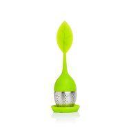 TEA DUNKERS Silicone Leaf Handle and Drip Tray Loose Leaf Long Handled Tea Infuser Strainers GREEN N2