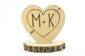 Personalized Cupid&#039;s Heart Rustic Cake Topper
