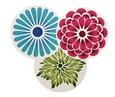 Designer Stencils C559 Modern Flower Cookie Stencil Set, Beige/Semi-Transparent