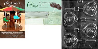 Cybrtrayd 45St25-W049 Bride and Groom Heart Pop Wedding Chocolate Candy Mold with 25-Pack 4.5-Inch Lollipop Sticks N3