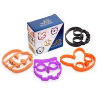 Ashley Martha Reusable Silicone Egg and Pancake Molds, Bunny, Owl, Skull and Pumpkin N3
