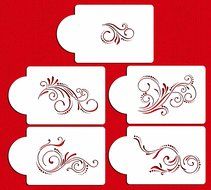 Designer Stencils C480 Five Scroll Cake Stencil Set, Beige/semi-transparent N3