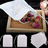 Disposable Tea Strainer, AOTOSOLO Drawstring Seal Filter, Empty Paper Tea Bags Cloth (White, L Size, Set of 100) N6