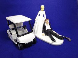 Bride and Groom Golf Wedding Cake Topper - Funny Golf Wedding Cake Topper - Golf Loving Groom Being Dragged By... N2
