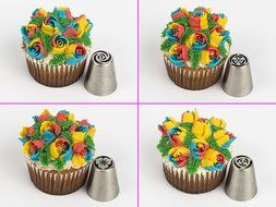112 Piece Russian Piping Tips Complete Set | 60 Stainless Steel Frosting Tips | 50 Large Disposable Piping Bags... N4