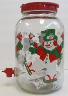 Collectable Decorative Gallon Decorated Suntea Tapper Glass - Snowman