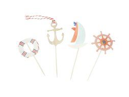 Bilipala 24Pcs Nautical Theme Cupcake Toppers Food Fruit Picks for Decoration N7