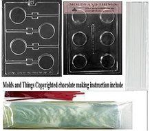 Plain Cookie (Oreo) Lollipop Chocolate Mold,Plain Cookie chocolate candy mold and 50 lollipop Packing kit With...