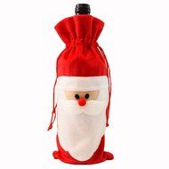 D-Foxes 10PC Santa Claus Christmas Drawstring Red Wine Bottle Cover Bags Dinner Party Table Decor Xmas Gift N8