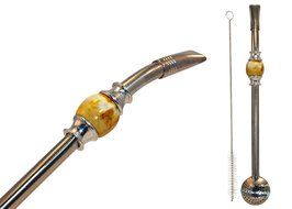 Easy Clean Yerba Mate Bombilla for Gourd Drinking Straw with Cleaning Brush and Removable Filter Head N21