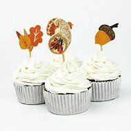 72pcs Thanksgiving Day Party Supplies Cartoon Turkey Cupcake Toppers Pick Party Decorations N5