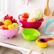 AOTO 10 Piece Multi-Color Compact Mixing Bowls, Food Prep and Measuring Nesting Set (10 piece, Multicolored) N5