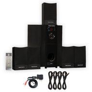Theater Solutions TS511 Home Theater 5.1 Powered Speaker System with Bluetooth and 4 Extension Cables N2