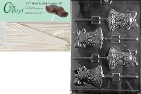 Cybrtrayd W008 Bell Lolly Chocolate Candy Mold with Exclusive Cybrtrayd Copyrighted Chocolate Molding Instructions N4