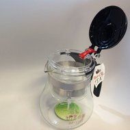 MusicCityTea Piao Yi Glass Tea Pot Easy Push Button Strainer Glass Tea Pot Large Size 1200ml /32oz Family Size... N2