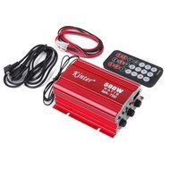 Mini Car Motorcycle MP3 Hi-Fi Stereo Audio Amplifier with Remote Control Red N3