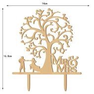 LEORX Rustic Bird Tree Wedding Cake Topper, Wood Cake Topper for Cake Decorations (Wood colour) N3