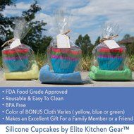 EliteKitchenGear Silicone Cupcake Bakeware Set Liners (13 Pack) With FREE Bonus Professional Grade Microfiber... N4