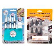 8-Piece Cake Decorating Tools Set Includes 6 Size Nozzles Tips 1 Reusable Silicone Icing Piping Bag 1 Coupling... N3