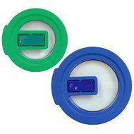(1) Pyrex 7200 Blue 2 Cup and (1) Pyrex 7202 Blue 1 Cup Round No Leak Lid for Glass Bowls