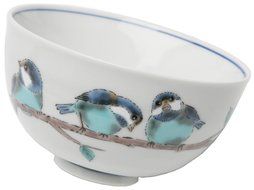 Kutani Pottery Blue birds bowl from Japan SK-217