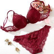 Underwear Suit Lace Bra , PHOTNO Women Push Up Lace Padded Bra Set Embroidery Underwear N7