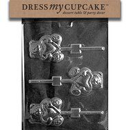 Dress My Cupcake Chocolate Candy Mold, Teddy Bear with Heart Lollipop, Valentine's Day N2