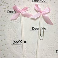 DOOXOO Handmade CakeDecoration 12 Counts Silk Pink Bowknot Party Supplies Cupcake Toppers Pop Sticks N2