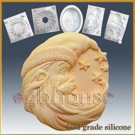 Santa Man in the Moon - Silicone Soap/sugar/fondant/chocolate/marzipan 2d Mold
