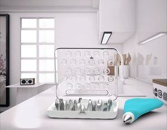 25-Piece Cake Decorating Kit Includes Reusable 15in Silicone Pastry Bag with Coupler and 21 Stainless Steel Icing... N6