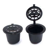 KINGSO 4pcs Reusable Coffee Capsules Cups Espresso Pods Filters For Nespresso Machines with 1pc Plastic Spoon N15