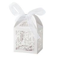 TOOGOO(R)50x Dragees Box Candy Heart White Bird Cage for Wedding Baptism N6