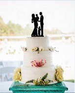 Wedding Cake Toppers Family Bride and Groom with 2 Boys Anniversary Wedding Cake Toppers Vintage