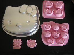 Hello Kitty Cake Pan Molds and Hello Kitty Cookie Cutter Set of 4