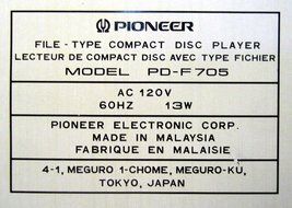 Pioneer PD-F705 File Type Compact Disc Player Changer w/ 26 Disc Changer N5