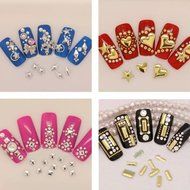 300x 3d Metal Alloy Gold Silver Heart Star Nail Art Tips Design Decorations DIY (rectangle) N5