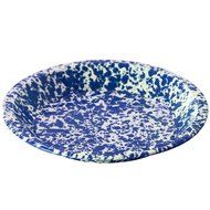 Enamelware Pie Plate - Burgundy / Cream Marble N3