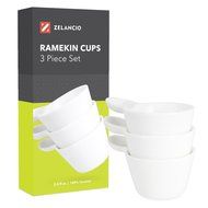 Zelancio White Ceramic Ramekin Dipping and Dessert Cups - Set of 3