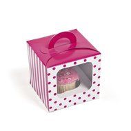 Hot Pink Polka Dot Cupcake Boxes (12 pc) by Fun Express