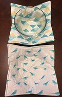 Teal Brids Triangles handmade,Hot Cold Bowl Cozy,Microwave Bowl Cozie,Fabric Trivet, Hot pad, Pot Holder,Cotton...