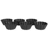 Microstoven Fluted Flan [Set of 6] Size: 5", Color: Black N2