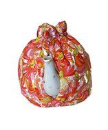 Teapot Cozy, tea warmer with Yellow birds and Orange, Red paisley on white for a 5-8 cup teapot #316 N4