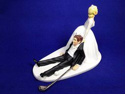Bride and Groom Golf Wedding Cake Topper - Funny Golf Wedding Cake Topper - Golf Loving Groom Being Dragged By... N5