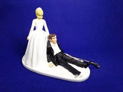 Bride and Groom Golf Wedding Cake Topper - Funny Golf Wedding Cake Topper - Golf Loving Groom Being Dragged By... N6