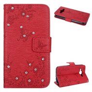 Galaxy Core Prime Wallet Case,PHEZEN Serect Garden Butterfly Flower Inlaid Shiny Glitter Diamond Pu Leather Flip... N47