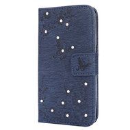 Galaxy Core Prime Wallet Case,PHEZEN Serect Garden Butterfly Flower Inlaid Shiny Glitter Diamond Pu Leather Flip... N48