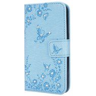 Galaxy Core Prime Wallet Case,PHEZEN Serect Garden Butterfly Flower Inlaid Shiny Glitter Diamond Pu Leather Flip... N50