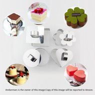 Ambermars 4pcs Mousse Cake Pastry Ring Stainless Steel Cutters Mousse Mold - Heart,Flower,Circle,Square Shaped... N2
