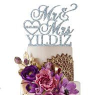 Sugar Yeti Made In USA Personalized Wedding Cake Topper Mr Heart Mrs With Date #32 Gold Mirror N13