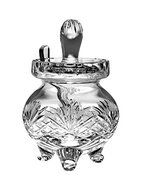 Majestic Gifts Handcut Mouth Blown Footed Honey Jar &amp; Spoon, Clear